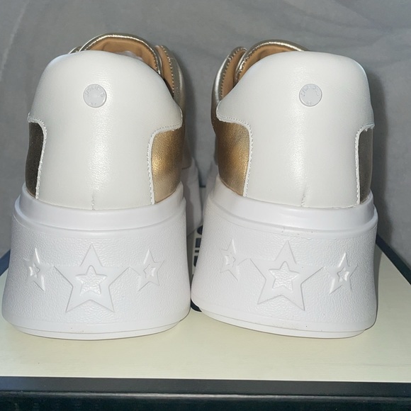 NWT J/SLIDES HALLY Gold Metallic & White Leather - Picture 9 of 16